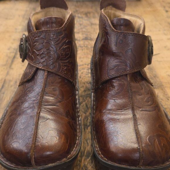 ALEGRIA Caiti Choco Embossed Rose Boot Size 40/9-9.5 Fall Boho Coastal Cowgirl - Picture 3 of 9